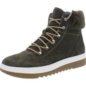 Dr. Scholl's Women Olive Suede Waterproof Gear Lace Up Ankle Booties Size 9.5M